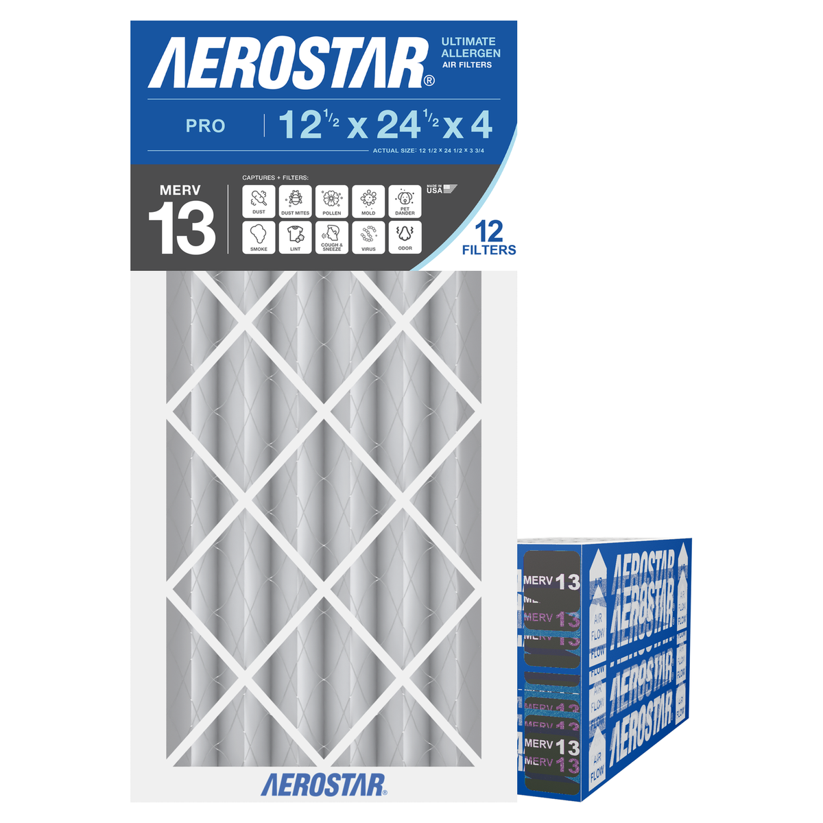Aerostar 12Hx24Hx4 MERV 13 12 Pack