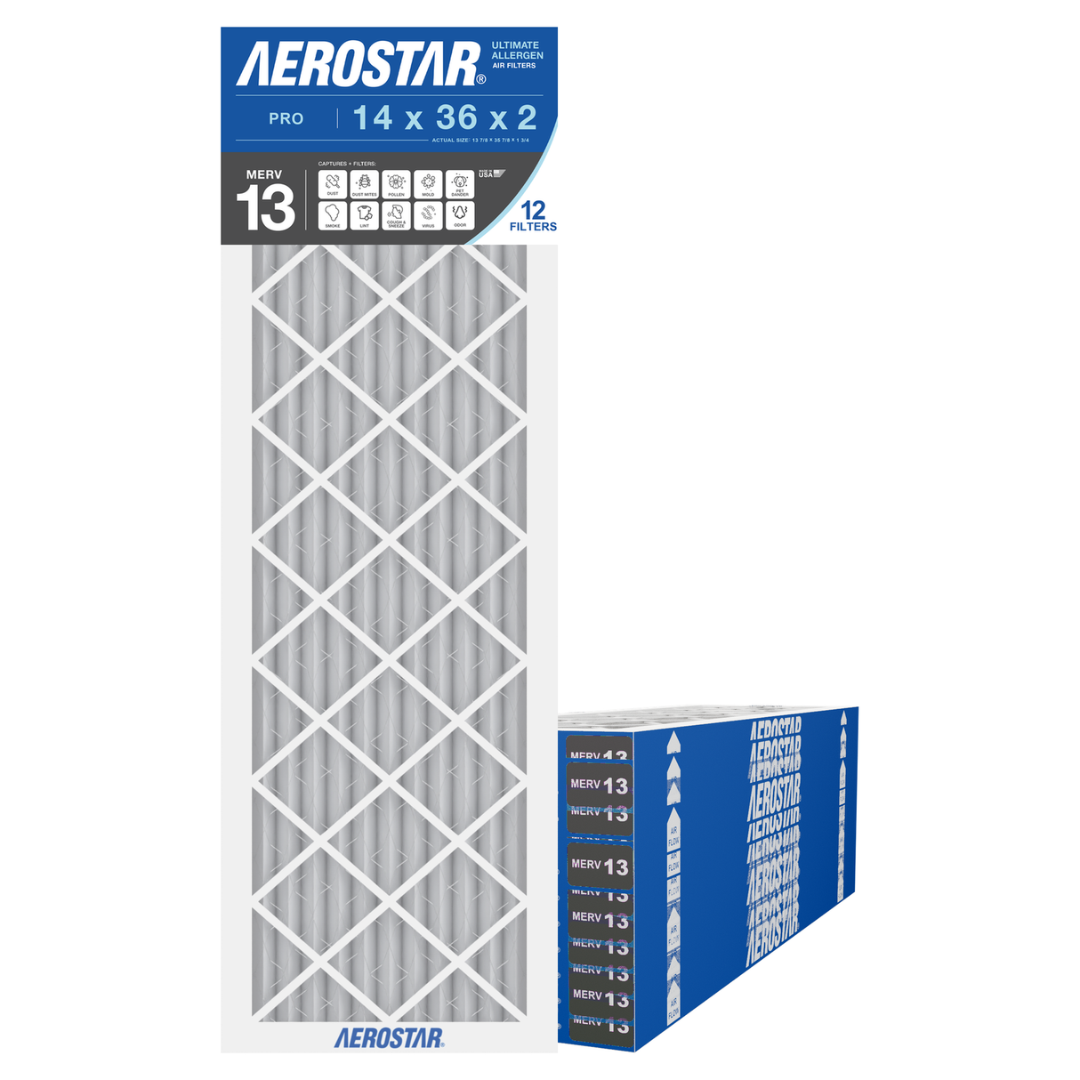 Aerostar 14x36x2 MERV 13 12 Pack
