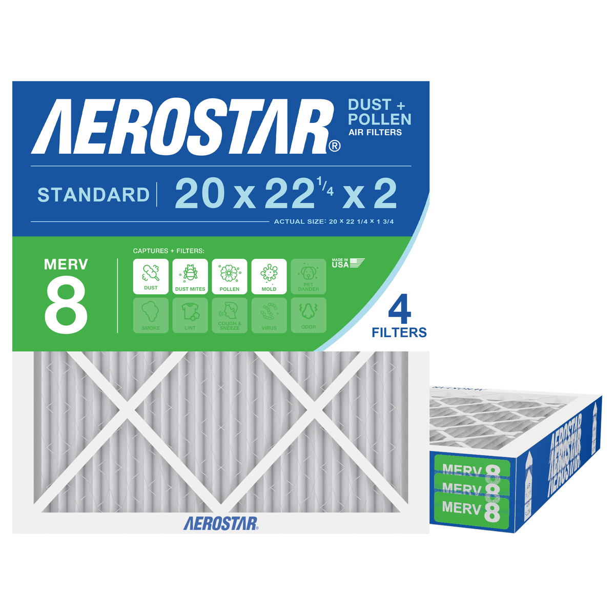 Aerostar 20x22Dx2 MERV 8 4 Pack