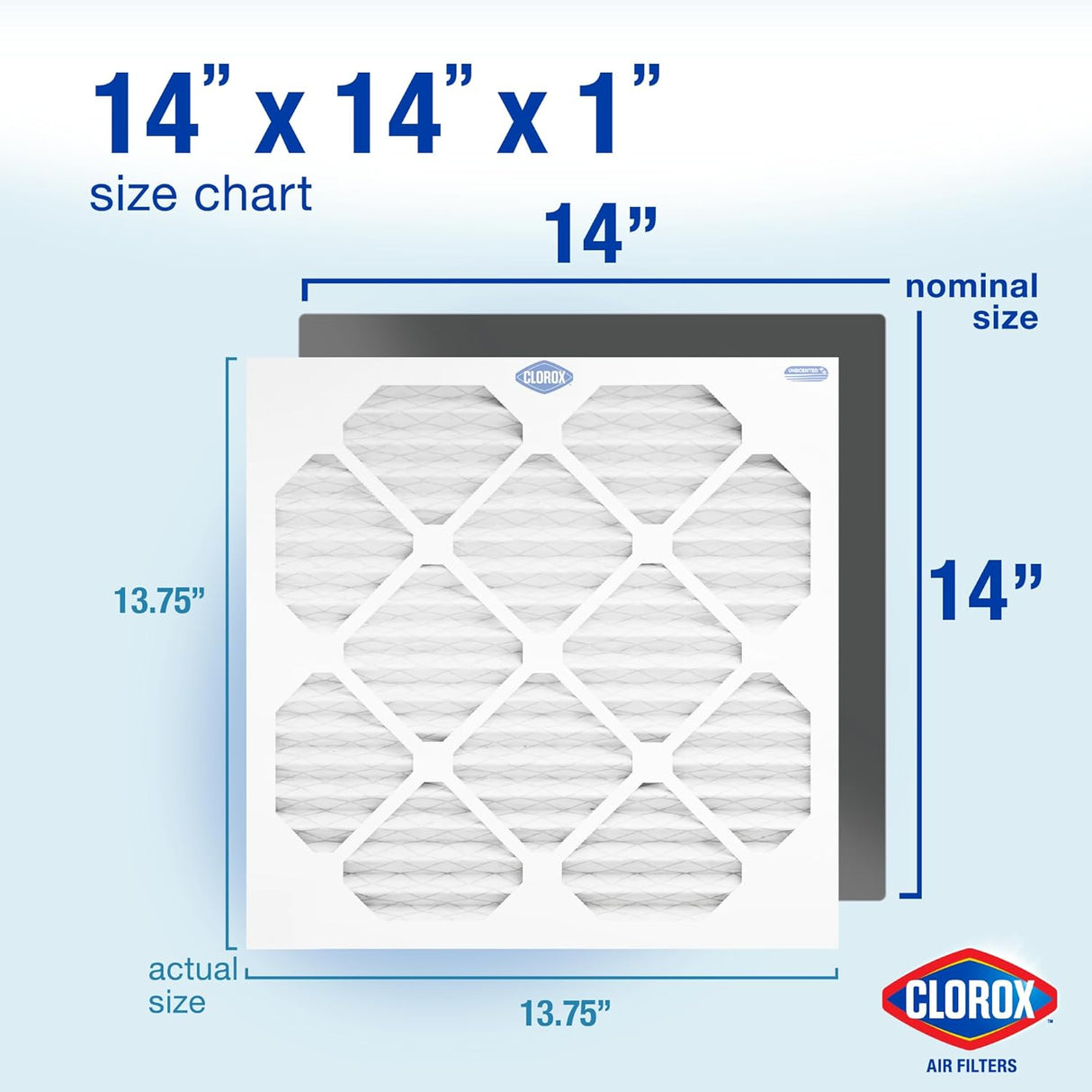 Clorox 14x14x1 Air Filter, Premium Pleated Furnace Filters