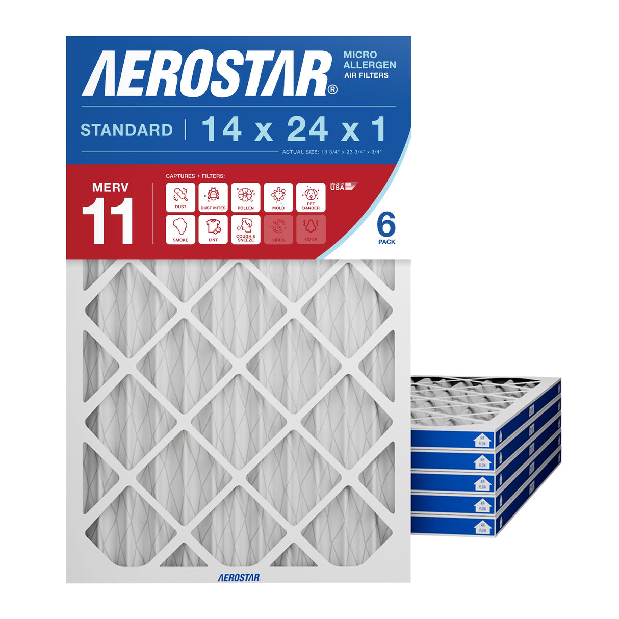 14x24x1 AC and Furnace Air Filter by Aerostar