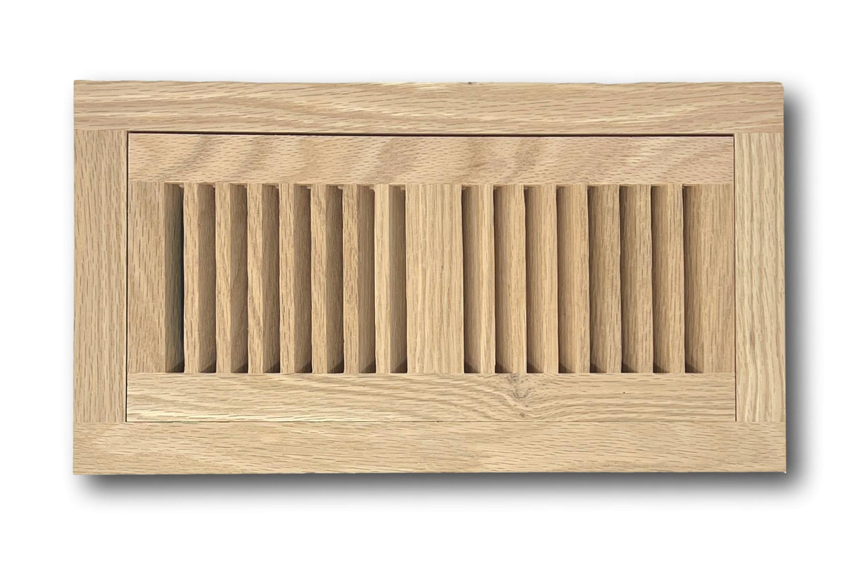 4 x 10 Red Oak Wood Register - Flush with Frame (Unfinished)