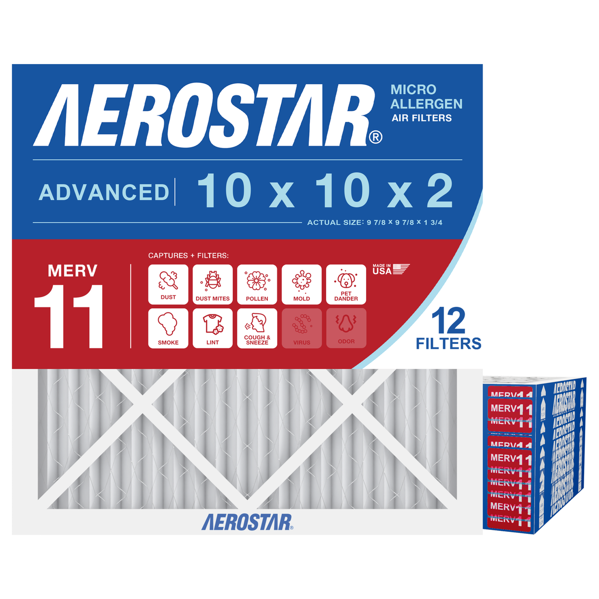 Aerostar 10x10x2 MERV 11 12 Pack