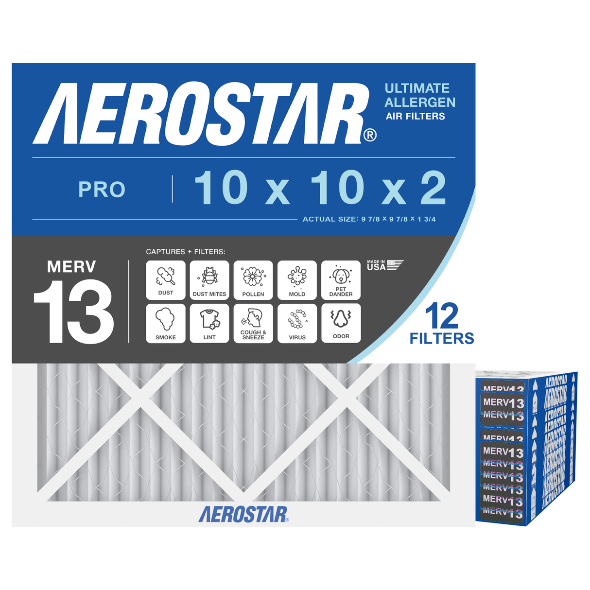 Aerostar 10x10x2 MERV 13 12 Pack