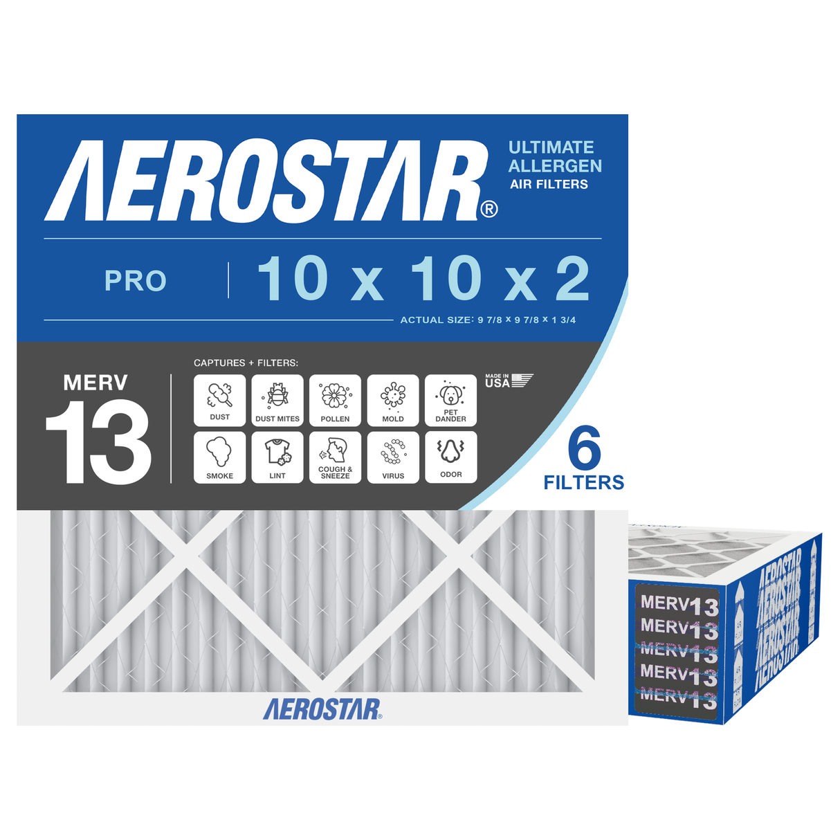 Aerostar 10x10x2 MERV 13 6 Pack