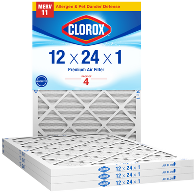 Clorox 12x24x1 Air Filter, Premium Pleated Furnace Filters