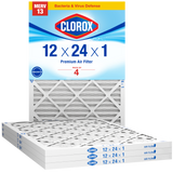 Clorox 12x24x1 Air Filter, Premium Pleated Furnace Filters