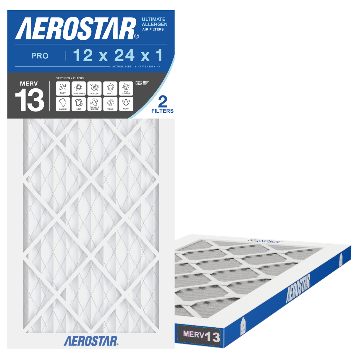 Aerostar 12x24x1 MERV 13 2 Pack