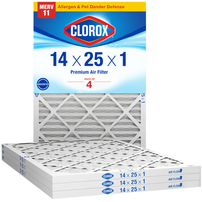 Clorox 14x25x1 Air Filter, Premium Pleated Furnace Filters