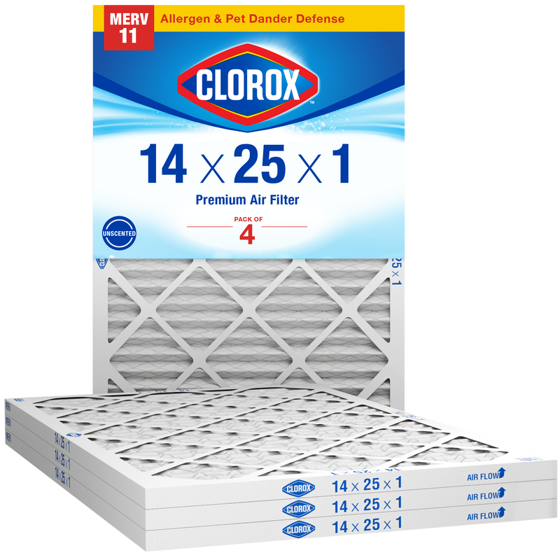 Clorox 14x25x1 Air Filter, Premium Pleated Furnace Filters