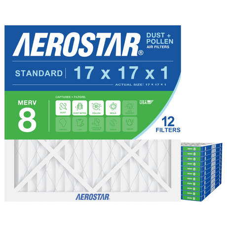 Aerostar 17x17x1 MERV 8 12 Pack