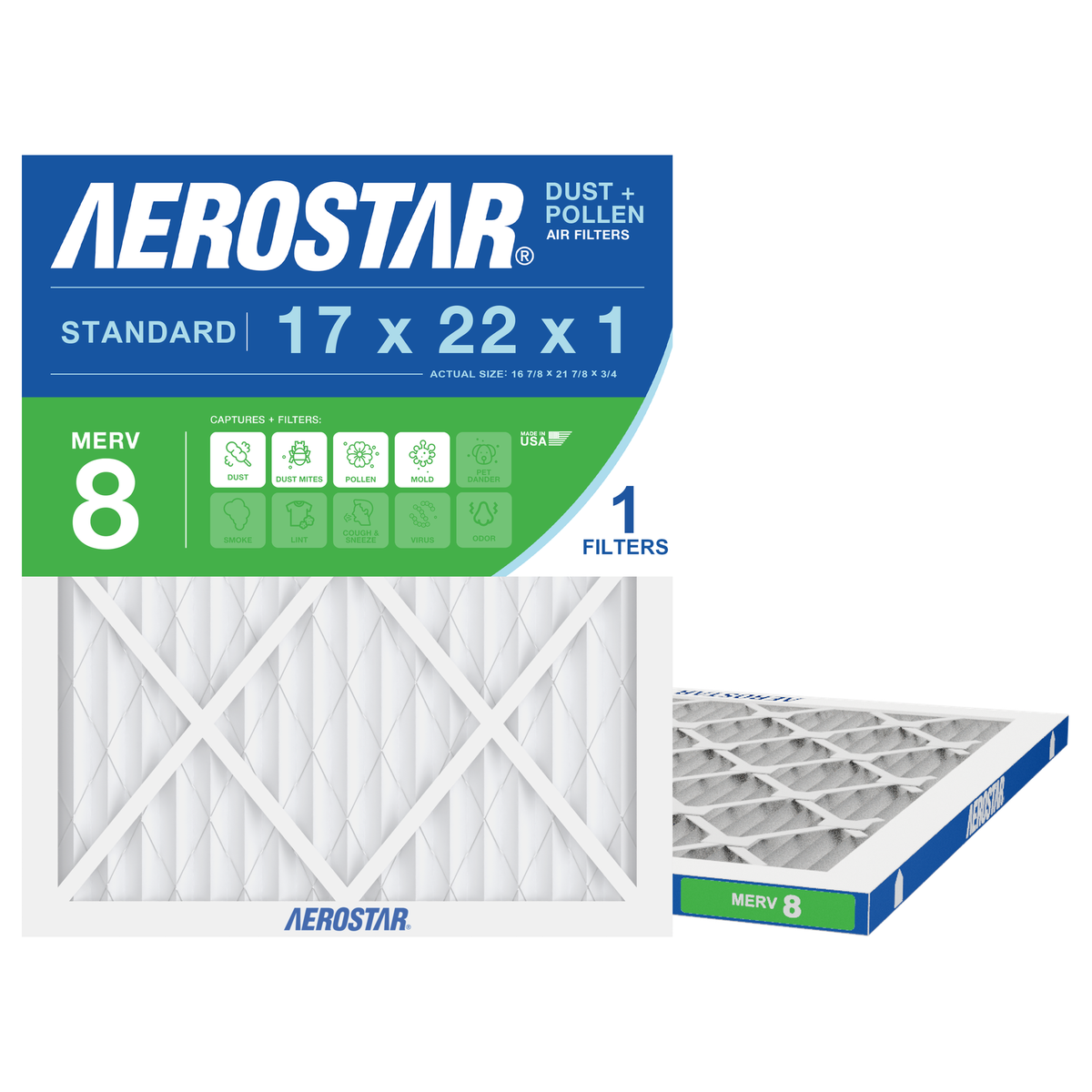 Aerostar 17x22x1 MERV 8 Air Filter