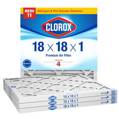 Clorox 18x18x1 Air Filter, Premium Pleated Furnace Filters