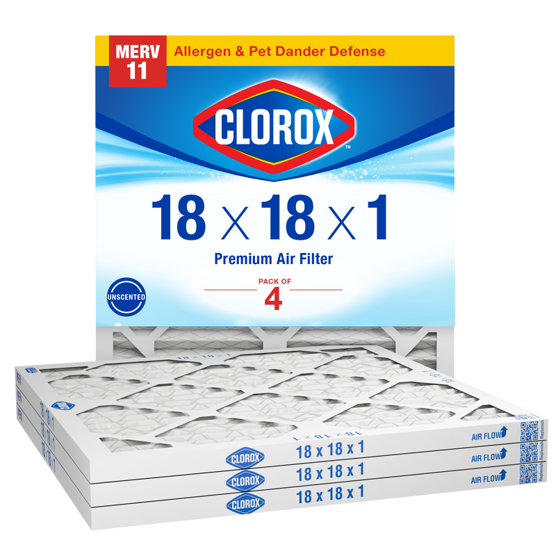 Clorox 18x18x1 Air Filter, Premium Pleated Furnace Filters