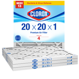 Clorox 20x20x1 Air Filter, Premium Pleated Furnace Filters