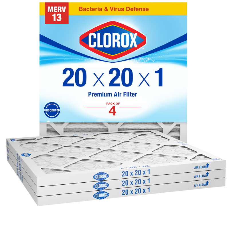Clorox 20x20x1 Air Filter, Premium Pleated Furnace Filters