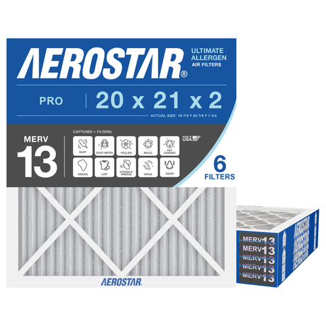 Aerostar 20x21x2 MERV 13 6 Pack