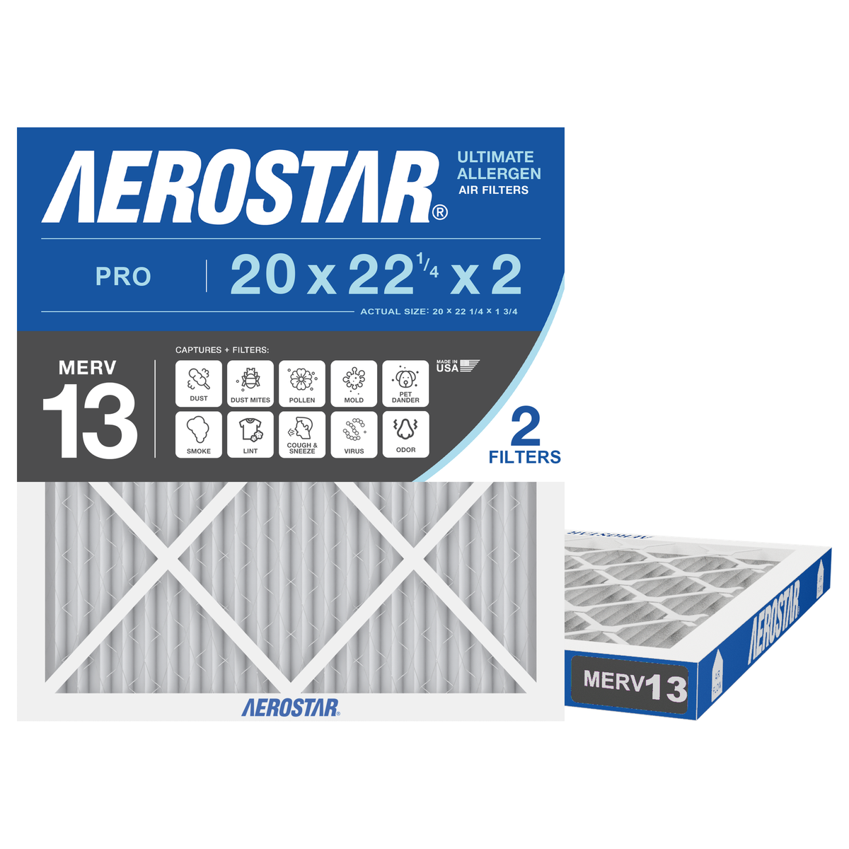 Aerostar 20x22Dx2 MERV 13 2 Pack