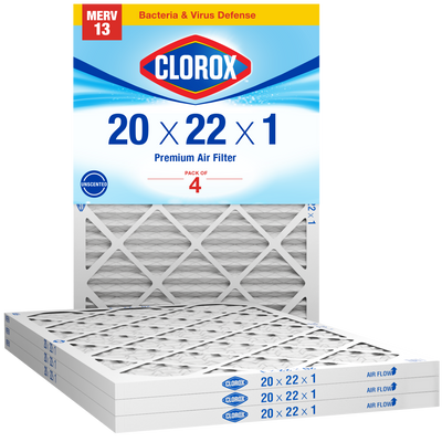 Clorox 20x22x1 Air Filter, Premium Pleated Furnace Filters