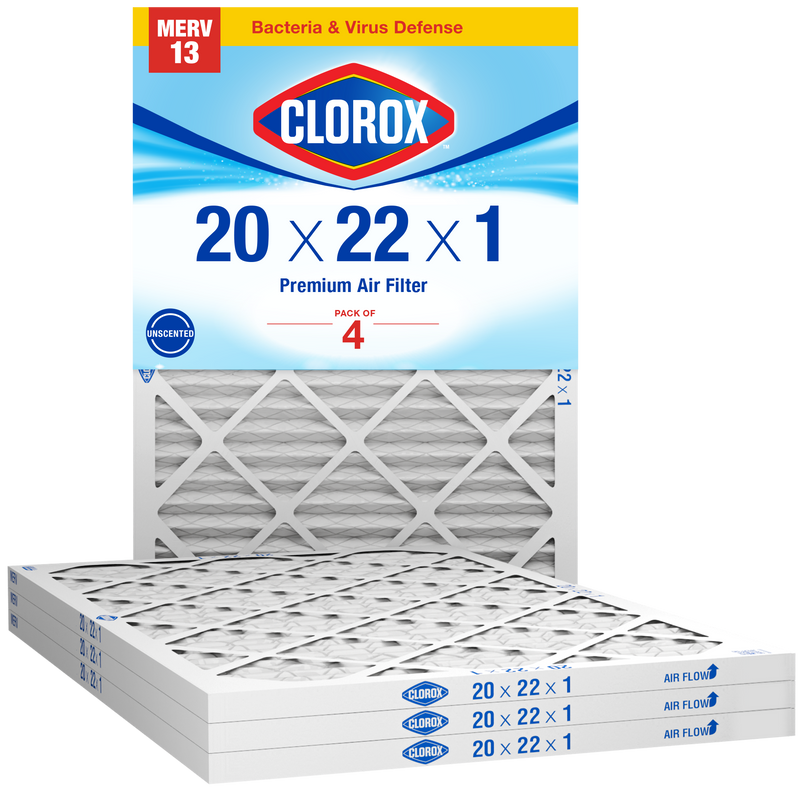 Clorox 20x22x1 Air Filter, Premium Pleated Furnace Filters