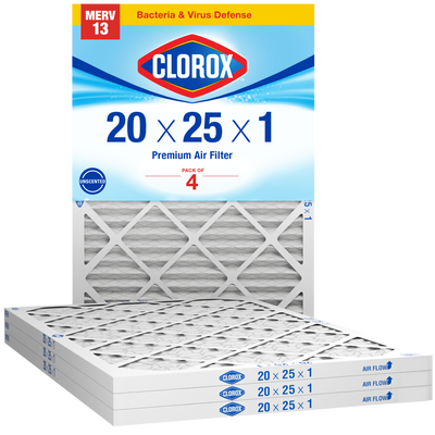 Clorox 20x25x1 Air Filter, Premium Pleated Furnace Filters