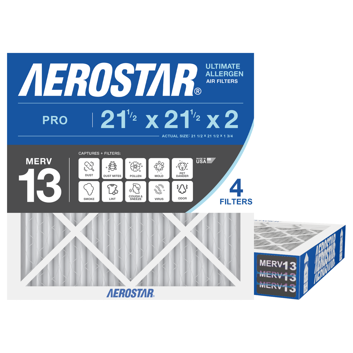 Aerostar 21Hx21Hx2 MERV 13 4 Pack