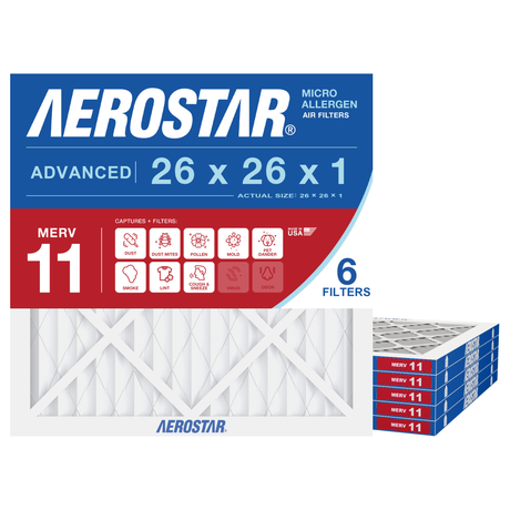 Aerostar 26x26x1 MERV 11 6 Pack