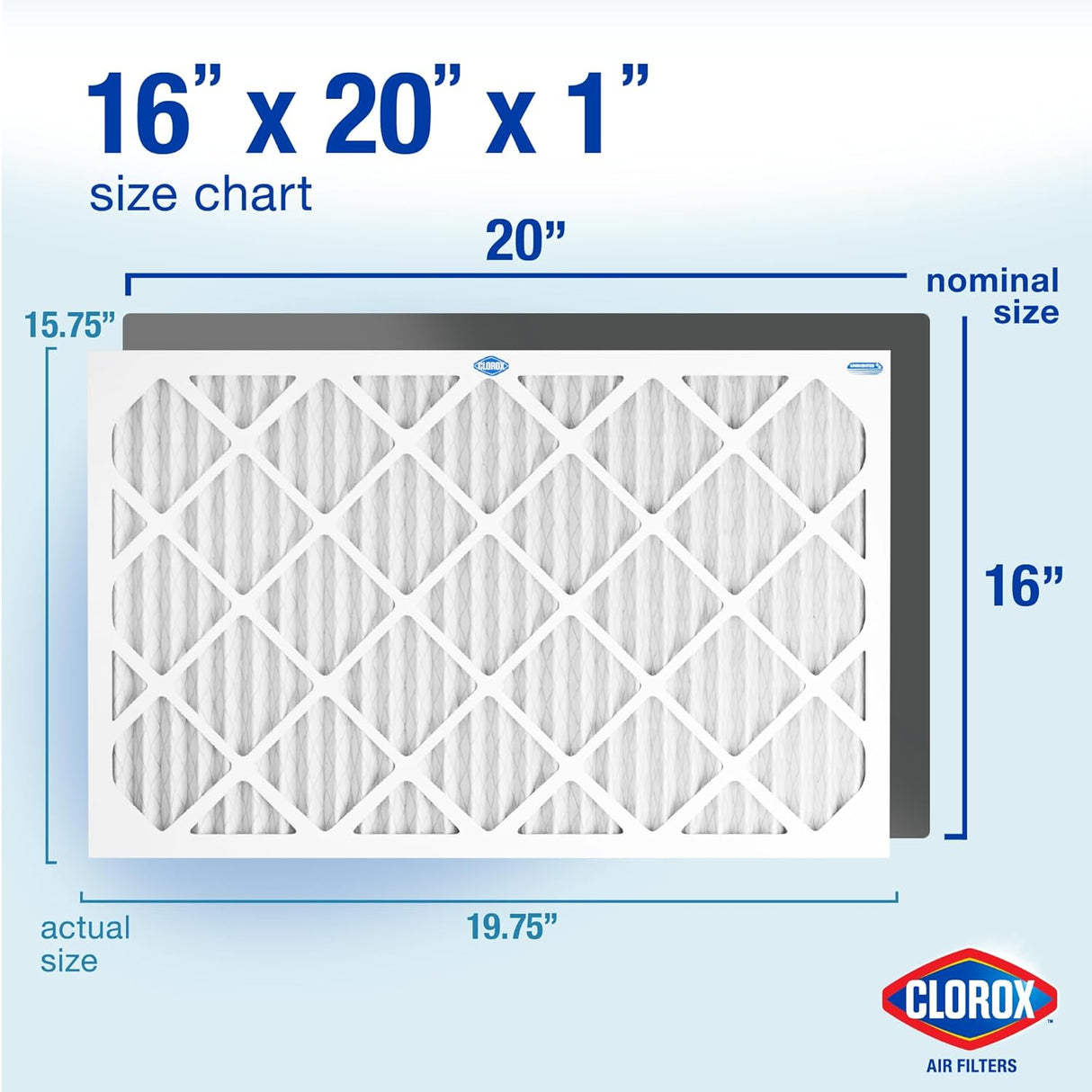 Clorox 16x20x1 Air Filter, Premium Pleated Furnace Filters