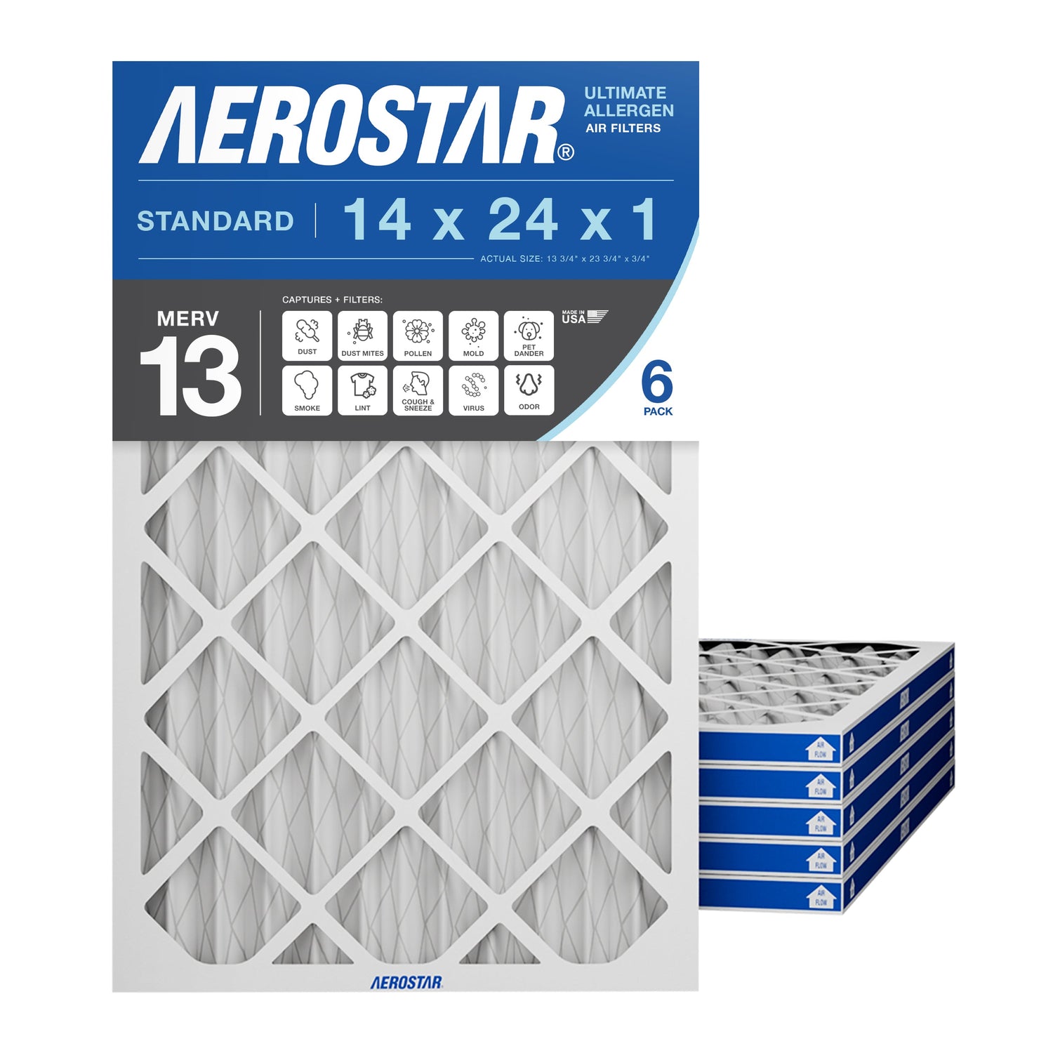 14x24x1 AC and Furnace Air Filter by Aerostar