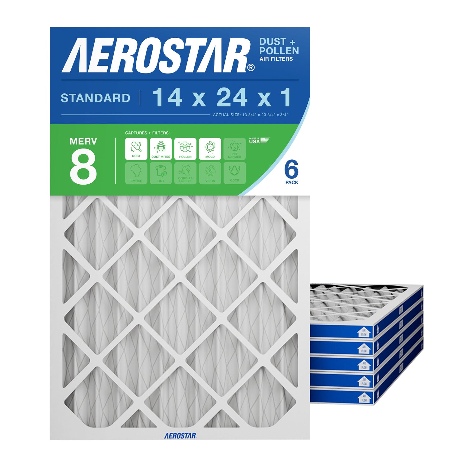 14x24x1 AC and Furnace Air Filter by Aerostar