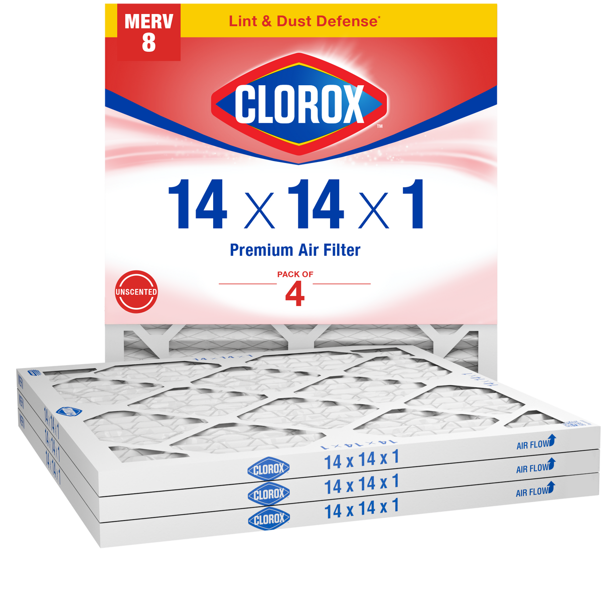Clorox 14x14x1 Air Filter, Premium Pleated Furnace Filters